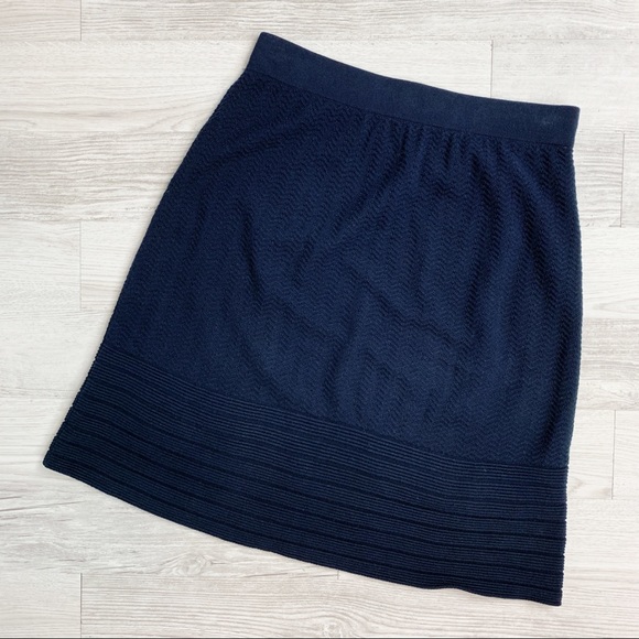 CAbi Navy A-line Textured Knit Skirt - Picture 2 of 7